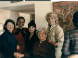 Este, JJ Cowles, Jayne Marshall, Sarah Saltzman and Carolyn Goodman at Lynn Rosencrantz's 40th birthday party, 1970s-1980s