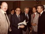 Henry Kissinger, Hank Greenspun, and Jerry Mack at the Egypt-Israel Peace Treaty signing at the White House, 1979