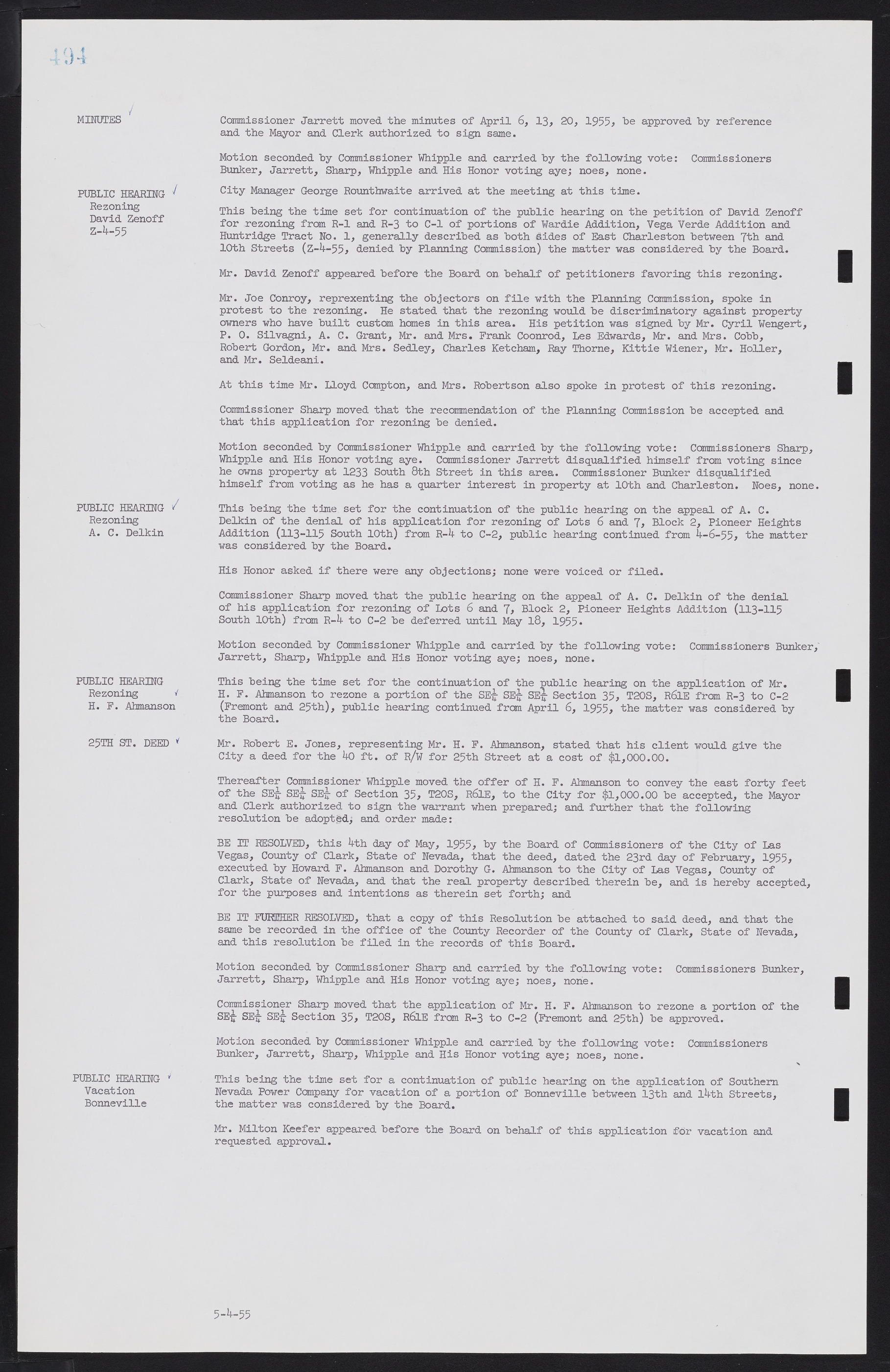 Las Vegas City Commission Minutes, February 17, 1954 to September 21, 1955, lvc000009-500