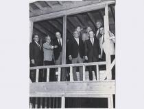 Construction of the Danny Kolod building at Temple Beth Sholom. First from left- Al  Benedict