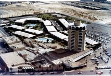 Sands Hotel, aerial view of tower, circa 1967