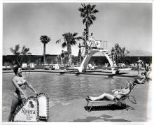Pool scene at the Riviera, circa 1955