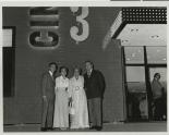 Lloyd and Edythe Katz with unknown couple outside of Cinemas 1, 2, 3, 1960s