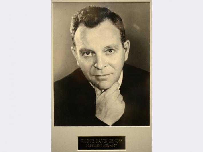Portrait of Justice David Zenoff, Temple Beth Sholom president, 1956-1957